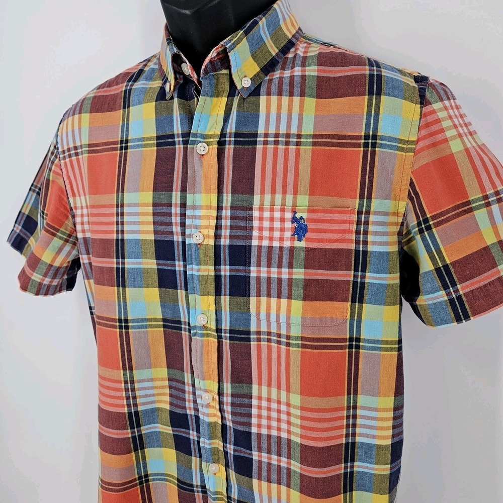 U.S Polo Assn Men's Size Small Plaid Button Down Dress Shirt Rn 98826 Travel